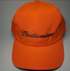 Vintage Y2K 2001 Budweiser Hi Vis Orange/Brown Trucker snapback Hat/Cap